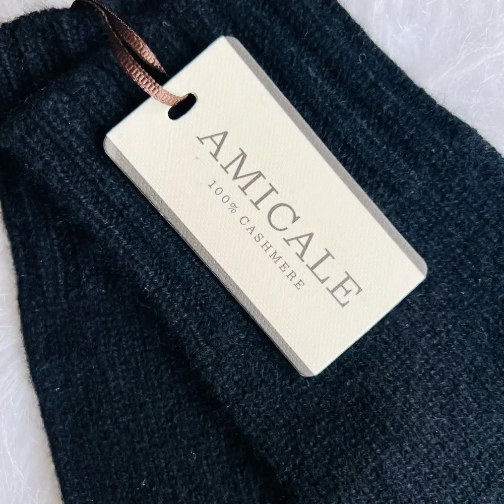 AMICALE‎ Cashmere Touch Screen Tech Knit Gloves, Luxurious, 100%, Black, NWT